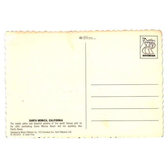 Vintage Santa Monica Palisades Park Postcard Palm Trees Flowers Roses Roadside - Picture 2 of 2